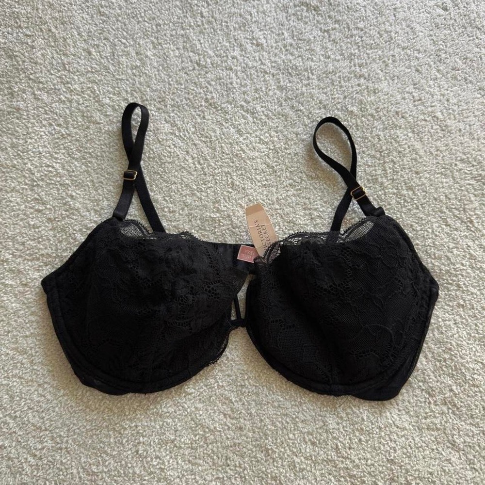 Victoria's Secret Very Sexy 36D Black Lace Mesh Push Up Bra NWT